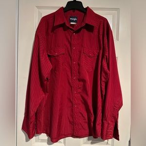 Wrangler Mens Snap Front Long Sleeve Shirt see size measurements